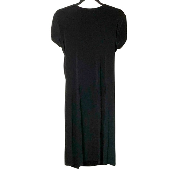 JOSEPH RIBKOFF Poly Spandex Jersey Knit Black Midi Dress w/ Buckle Detail Sz 12 - Picture 4 of 9